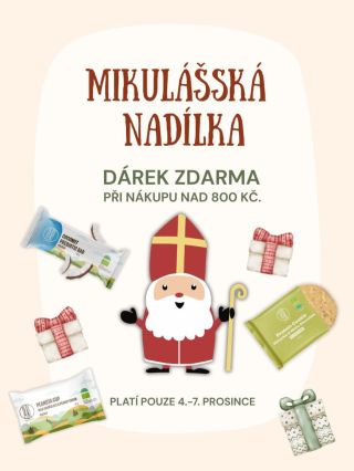 Mikulášská nadílka v Organic Marketu! 🎅🎁 Mikuláš už klepe na dveře a my nadělujeme taky! 😇✨ Od 4. do 7. prosince získáš...